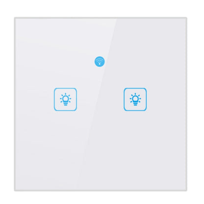 WS-EU-02 EWeLink APP & Touch Control 2A 2 Gangs Tempered Glass Panel Smart Wall Switch, AC 90V-250V, EU Plug, 2 Gangs