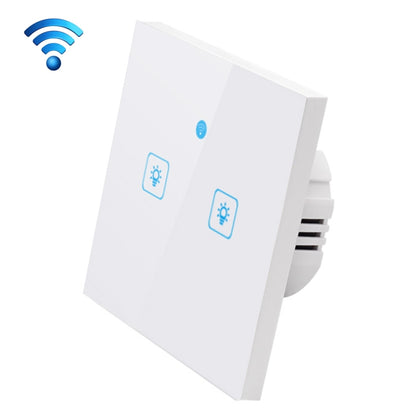 WS-EU-02 EWeLink APP & Touch Control 2A 2 Gangs Tempered Glass Panel Smart Wall Switch, AC 90V-250V, EU Plug, 2 Gangs
