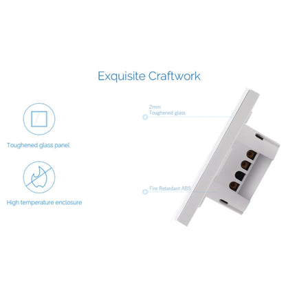 WS-EU-02 EWeLink APP & Touch Control 2A 2 Gangs Tempered Glass Panel Smart Wall Switch, AC 90V-250V, EU Plug, 2 Gangs