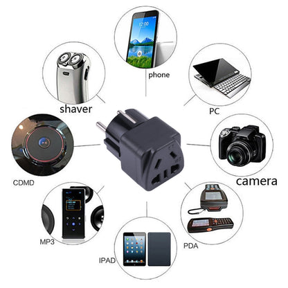 Portable Universal Five-hole WK to EU Plug Socket Power Adapter, WK to EU, WK to UK