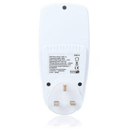 AC 230-250V 50Hz Max 13A LCD Display Energy Meter Watt Volt Voltage Power Analyzer Automatic Electricity Monitor Analyzer Power, UK Plug, AC 230-250V UK Plug
