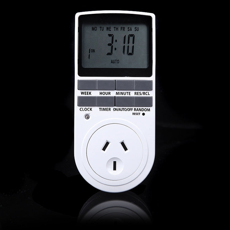 AC 240V Smart Home Plug-in Programmable LCD Display Clock Summer Time Function 12/24 Hours Changeable Timer Switch Socket, AU Plug, AC 240V AU Plug