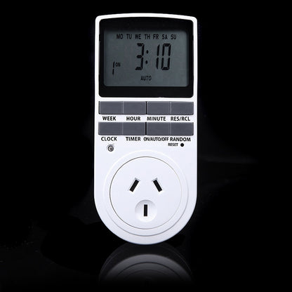 AC 240V Smart Home Plug-in Programmable LCD Display Clock Summer Time Function 12/24 Hours Changeable Timer Switch Socket, AU Plug, AC 240V AU Plug