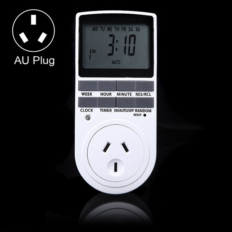 AC 240V Smart Home Plug-in Programmable LCD Display Clock Summer Time Function 12/24 Hours Changeable Timer Switch Socket, AU Plug, AC 240V AU Plug