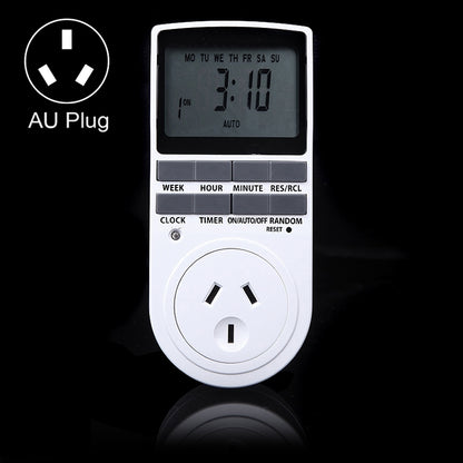 AC 240V Smart Home Plug-in Programmable LCD Display Clock Summer Time Function 12/24 Hours Changeable Timer Switch Socket, AU Plug, AC 240V AU Plug