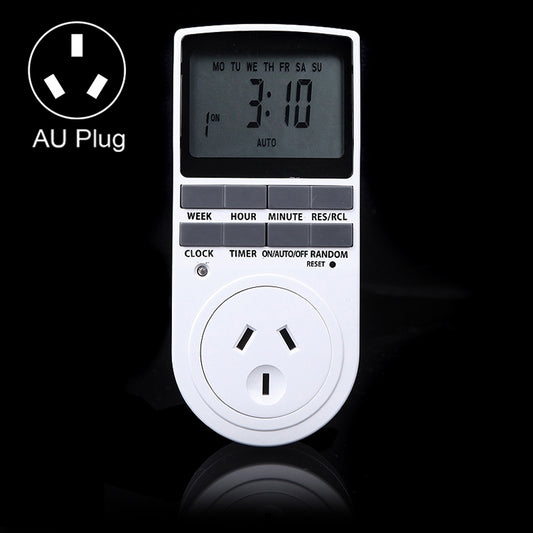 AC 240V Smart Home Plug-in Programmable LCD Display Clock Summer Time Function 12/24 Hours Changeable Timer Switch Socket, AU Plug, AC 240V AU Plug