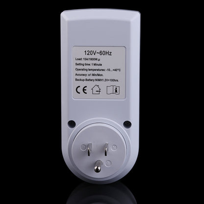 AC 120V Smart Home Plug-in Programmable LCD Display Clock Summer Time Function 12/24 Hours Changeable Timer Switch Socket, US Plug, AC 120V US Plug
