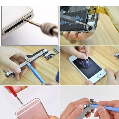 K-T3601 14 in 1 (6 x Screwdriver + 1 x Tweezers + 1 x Stainless Steel Spudger + 1 x Anti-static Spudger + 3 x 146 Spudger + 1 x Suction Sucker + 1 x Triangle Opener) Profession Multi-purpose Opening Tool Set for iPhone, Samsung, Xiaomi and More Phones