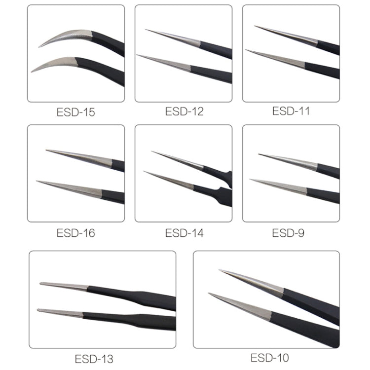 BEST BST-10 Precision Anti-static ESD Stainless Steel Tweezers, BST-10