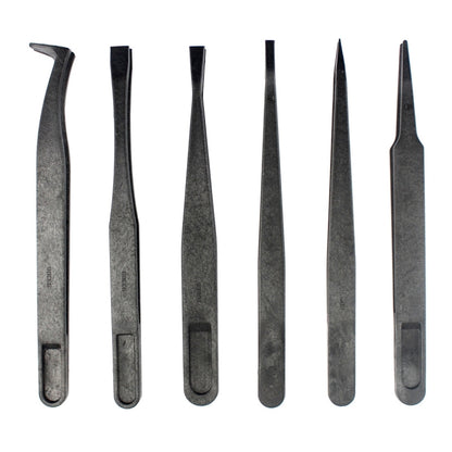 JF-S6in1 6 in 1 Anti-static Carbon Fiber Straight and Curved Tip Tweezers, JF-S 6 in 1