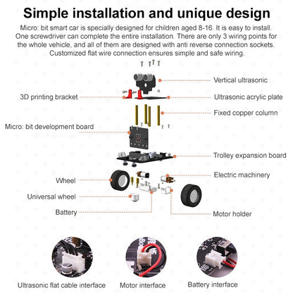 Yahboom Microbit Smart Robot Car Bitbot with IR and APP for Micro:bit V2/V1.5, without Micro:bit V2/V1.5 Board, Microbit Smart Robot