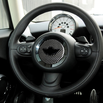 Car Steering Wheel F Chassis Logo Carbon Fiber Decorative Sticker for BMW Mini Cooper F55 / F56 / F60 / Countryman F60, For BMW MINI R56
