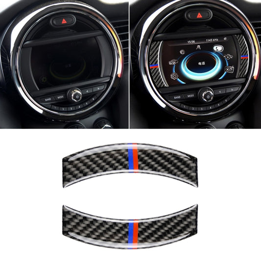 2 PCS Red Blue Color Car F Chassis Navigation Panel Carbon Fiber Decorative Sticker for BMW Mini Cooper Countryman Clubman F54 / F55 / F56 / F60, For BMW Mini F54 (Red Blue Color)