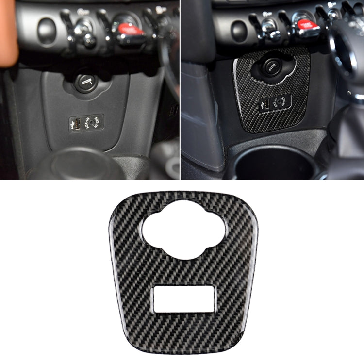Car F Chassis Cigarette Lighter Cover Panel Carbon Fiber Decorative Sticker for BMW Mini Cooper F55 / F56 / F57, For BMW Mini F54