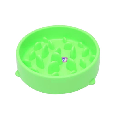 Pet Bowl Preventing Choking PP Bowl, Round Green