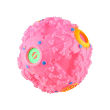 Pet Food Dispenser Squeaky Giggle Quack Sound Training Toy Chew Ball, Size: L, Ball Diameter: 11.5cm, Size: L, Pink