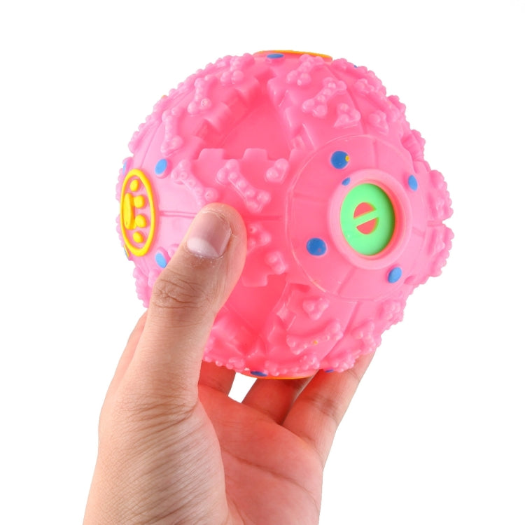 Pet Food Dispenser Squeaky Giggle Quack Sound Training Toy Chew Ball, Size: L, Ball Diameter: 11.5cm, Size: L, Pink
