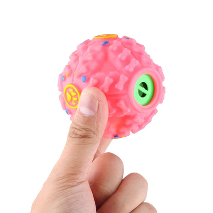 Pet Food Dispenser Squeaky Giggle Quack Sound Training Toy Chew Ball, Size: S, Ball Diameter: 7cm, Size: S, Pink