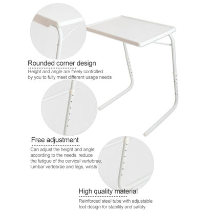 Plastic Pad Steel Tube Bracket Liftable Foldable Portable Multi-purpose Laptop Table, Adjustable Height: 52-72cm, Adjustable Angle: 30 Degrees / 60 Degrees / 90 Degrees, Adjustable Height: 52-72cm White