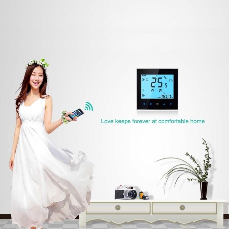 LCD Display Air Conditioning 4-Pipe Programmable Room Thermostat for Fan Coil Unit, Supports Wifi