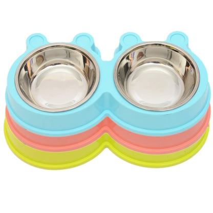 2 in 1 Stainless Steel  Bowls, Anti-slippery Mat Cartoon Shape Detachable Pets Bowls, Random Color Delivery, 2 in 1 Cartoon Shape Pets Bowls
