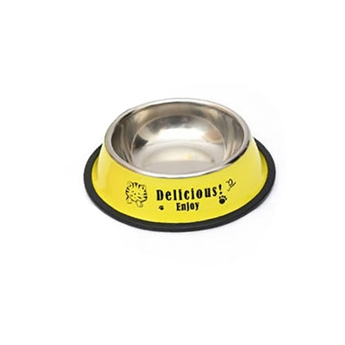 Stainless Steel Bowls, Anti-slip Colorful Paint Printed Pets Bowls, Bowl Diameter: 11 cm, Bowl Bottom Diameter: 15.1 cm, Diameter: 11 cm
