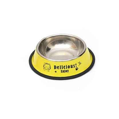 Stainless Steel Bowls, Anti-slip Colorful Paint Printed Pets Bowls, Bowl Diameter: 11 cm, Bowl Bottom Diameter: 15.1 cm, Diameter: 11 cm