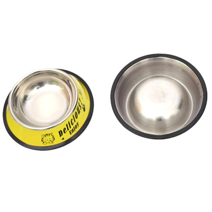 Stainless Steel Bowls, Anti-slip Colorful Paint Printed Pets Bowls, Bowl Diameter: 11 cm, Bowl Bottom Diameter: 15.1 cm, Diameter: 11 cm