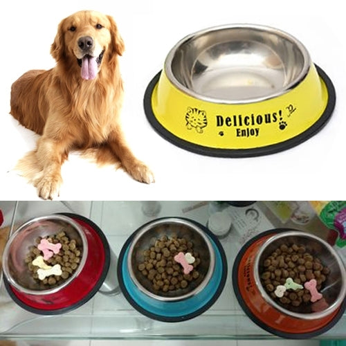 Stainless Steel Bowls, Anti-slip Colorful Paint Printed Pets Bowls, Bowl Diameter: 11 cm, Bowl Bottom Diameter: 15.1 cm, Diameter: 11 cm