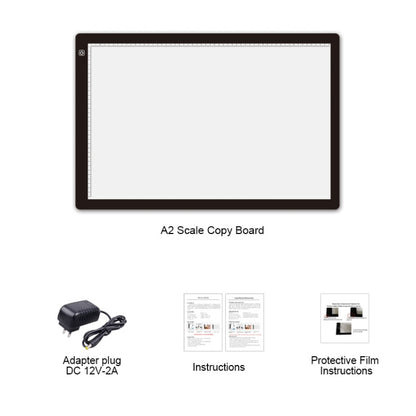 A2 Size 23W 12V  LED Three Level of Brightness Dimmable Acrylic Copy Boards for Anime Sketch Drawing Sketchpad, with Power Adapter, A2 with Power Adapter