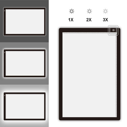 A4 Size LED Three Level of Brightness Dimmable Acrylic Copy Boards for Anime Sketch Drawing Sketchpad, with 1.5m USB Cable, A4 with 1.5m USB Cable & Power Adapter