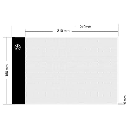A5 Size Ultra-thin USB Three Level of Brightness Dimmable Acrylic Copy Boards Anime Sketch Drawing Sketchpad, with USB Cable & Plug, A5 with USB Cable & Plug