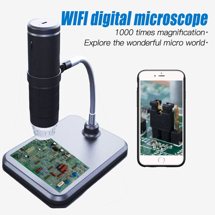 F210 HD 1080P WIFI 1000X Magnification Digital Microscope with 8 LED Light, F210 Silver