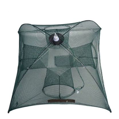 4 Holes Automatic Foldable Fishing Net Nylon Shrimp Crab Minnow Trap Fish Cast Net Fishing Tackle, 4 Holes
