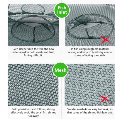 4 Holes Automatic Foldable Fishing Net Nylon Shrimp Crab Minnow Trap Fish Cast Net Fishing Tackle, 4 Holes