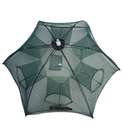 6 Holes Automatic Foldable Fishing Net Nylon Shrimp Crab Minnow Trap Fish Cast Net Fishing Tackle, 6 Holes