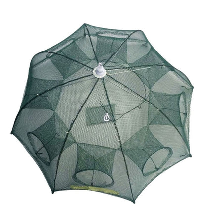 8 Holes Automatic Foldable Fishing Net Nylon Shrimp Crab Minnow Trap Fish Cast Net Fishing Tackle, 8 Holes