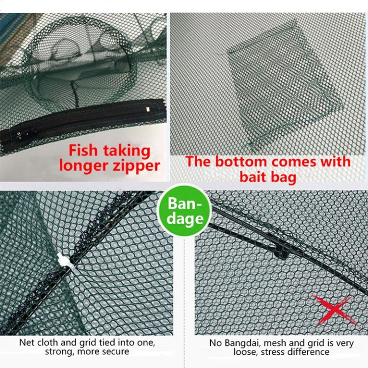 8 Holes Automatic Foldable Fishing Net Nylon Shrimp Crab Minnow Trap Fish Cast Net Fishing Tackle, 8 Holes