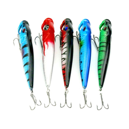 HENGJIA Plastic Artificial Fishing Popper Bionic Lures Environmentally Friendly Fishing Bait with Hooks, Length: 9 cm, Random Color Delivery, Length: 9 cm