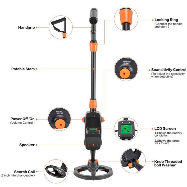 MD1008A Underground Metal Detector Children Toy Detector with LCD Screen, Measuring Range: 10cm, MD1008A