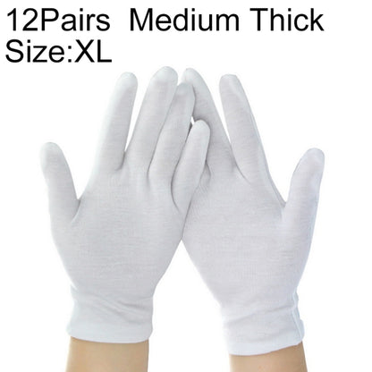 12 Pairs Pure Cotton Working Gloves, Medium Thick Size：XL, Medium Thick, Size：XL
