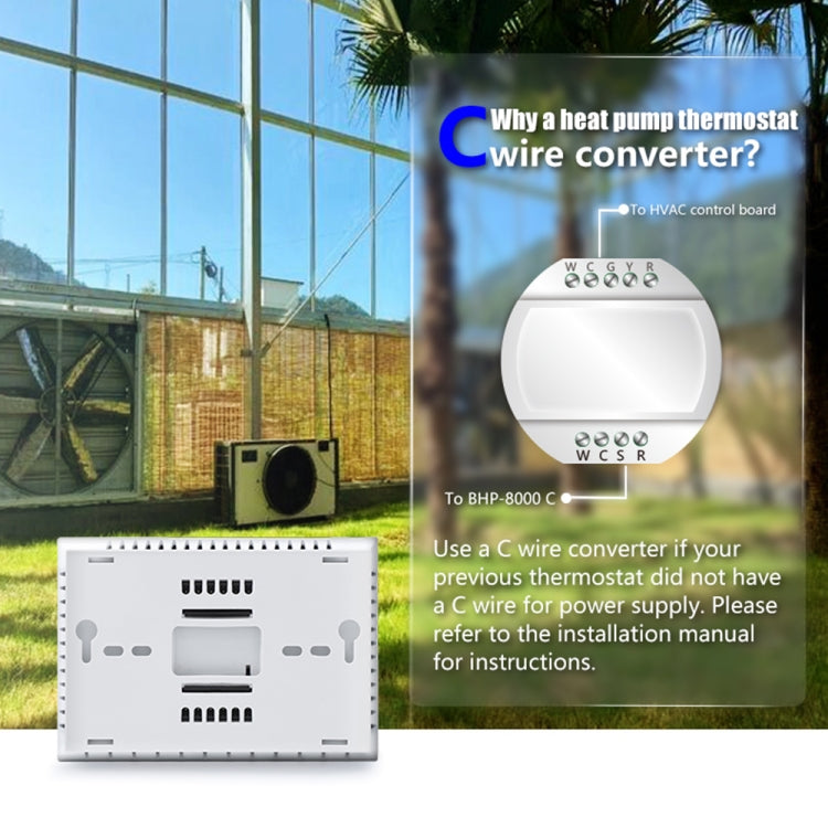 BHP-8000-SS 3H2C Smart Home Heat Pump Round Room Brushed Mirror Housing Thermostat without WiFi, AC 24V, without WiFi