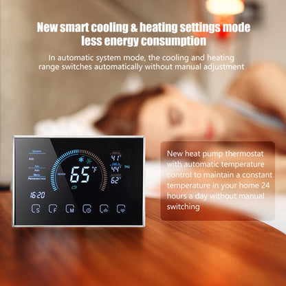 BHP-8000-SS 3H2C Smart Home Heat Pump Round Room Brushed Mirror Housing Thermostat without WiFi, AC 24V, without WiFi