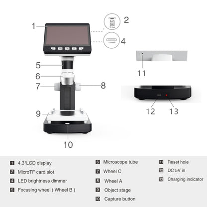 inskam306 1080P 4.3 inch Display Screen HDMI Port HD Digital Microscope, inskam306