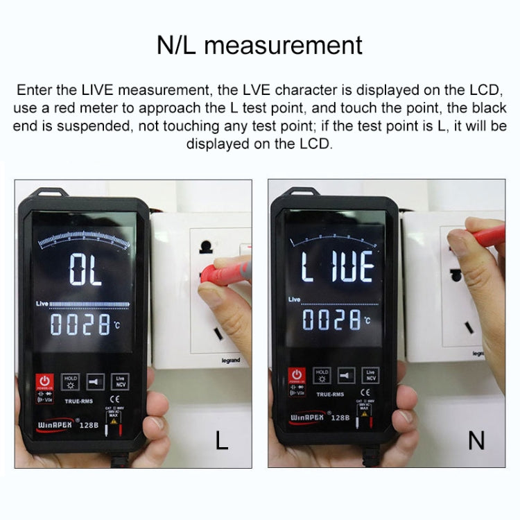HY128B Reverse Display Screen Ultra-thin Touch Smart Digital Multimeter Fully Automatic High Precision True Effective Value Multimeter, HY128B