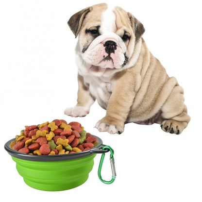 Portable Pet Folding Feeding Bowl Silicone Water Dish Feeder Puppy Travel Bowl, Random Color Delivery, Bowl Diameter: 13cm