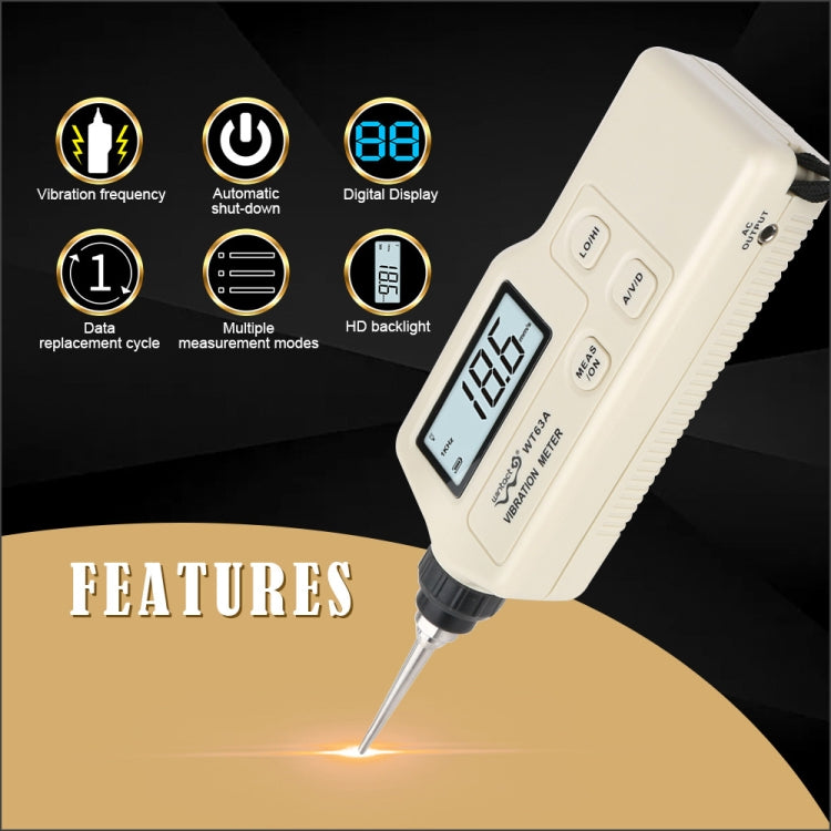 Wintact WT63A Vibration Meter Digital Tester Vibrometer Analyzer Acceleration Velocity, Wintact WT63A