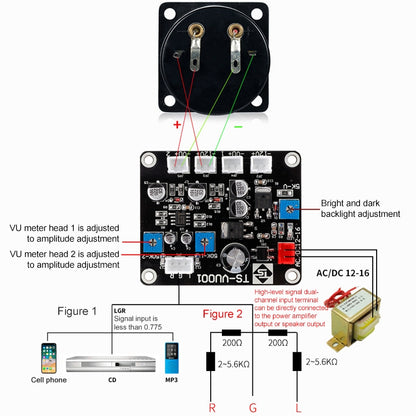 TR-35 VU Meter Power AMP Amplifier DB Table Audio Level Head Meter Sound Pressure Meter, TR-35
