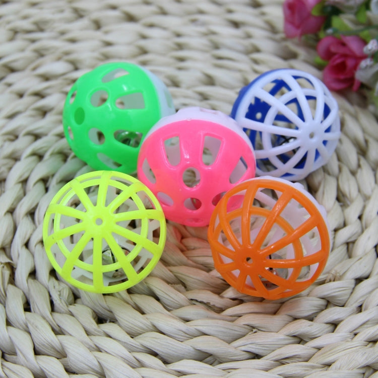 10pcs Pet Plastic Hollow Out Round Cat Hamster Play Balls Colorful Ball Chase Rattle Toys With Small Bell, Random Color, Hollow Out Round Cat Ball