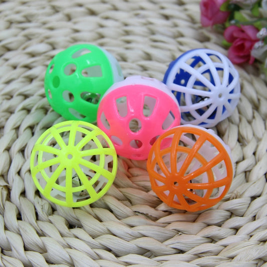 10pcs Pet Plastic Hollow Out Round Cat Hamster Play Balls Colorful Ball Chase Rattle Toys With Small Bell, Random Color, Hollow Out Round Cat Ball